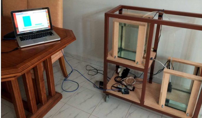 U-Ctrl prototype: Arduino-based control unit connected to a tank/well test rig